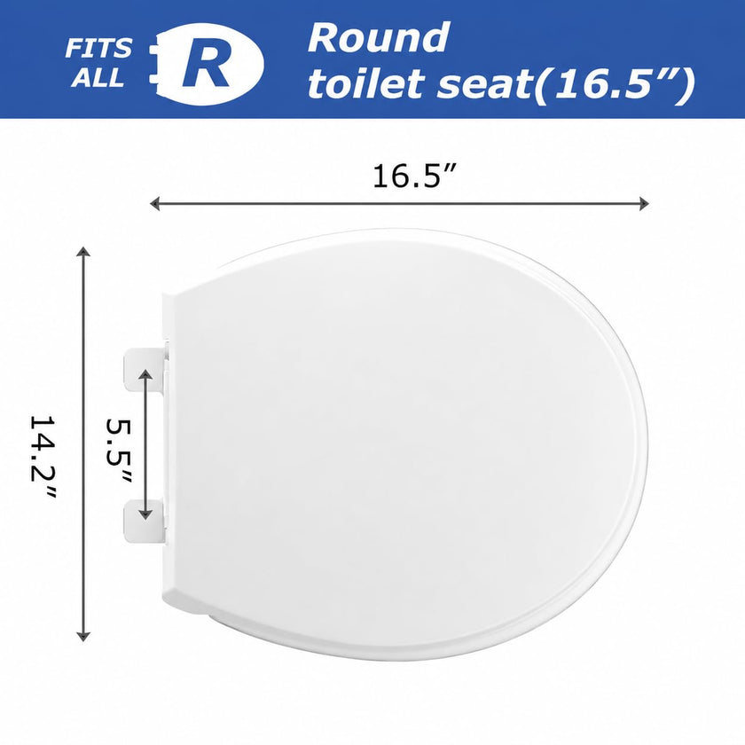 Round Toilet Seat, Slow Close, White Plastic, Never Loosen, 16.5” 🍁 All In One Marketplace Canada