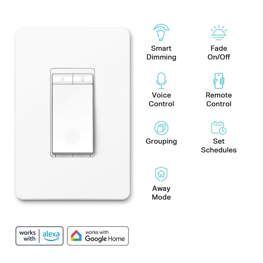 Kasa Smart Single Pole Dimmer Switch by TP-Link (HS220) -Dimmer Light Switch for LED Lights, Works with Alexa and Google Home, 1-Pack , White ( Packaging May Vary ) 🍁 All In One Marketplace Canada