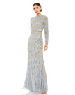 Beaded Long Sleeve Evening Gown