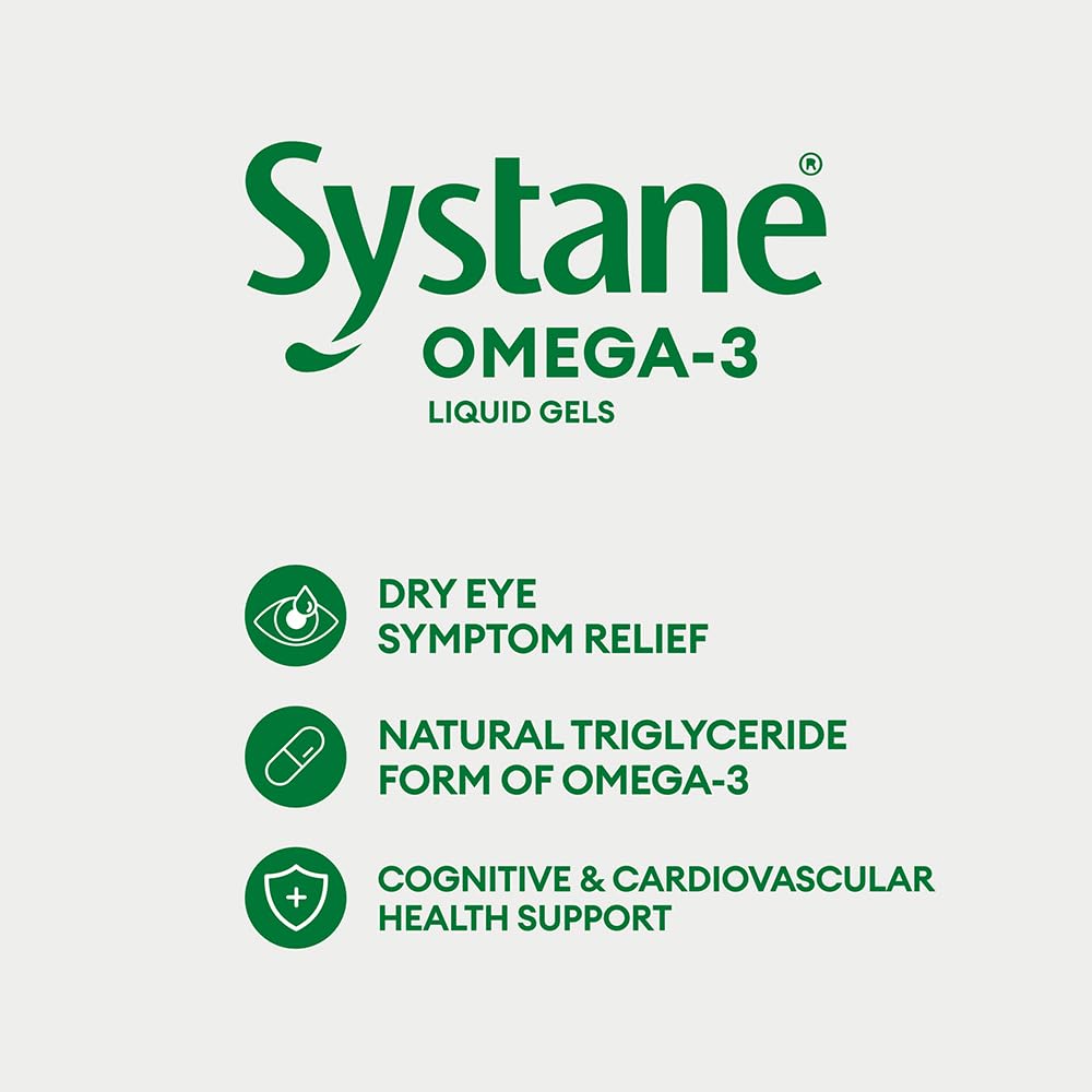 Systane Omega-3 Supplement for Dry Eyes, Eye Supplement for Adults, Tear Film Support, Tear film Support, Ocular Supplement for Dry Eyes - 60 Liquid Gels 🍁 All In One Marketplace Canada