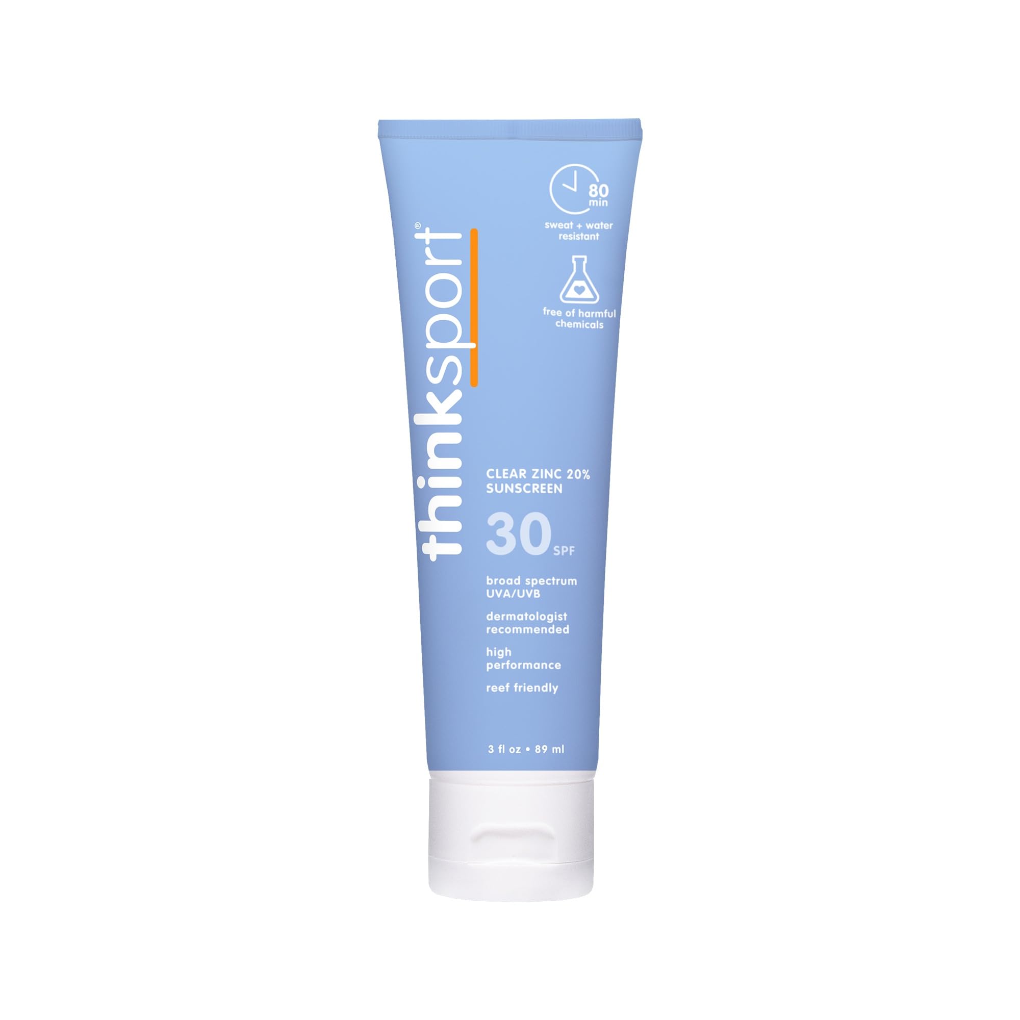 Thinksport Mineral Sunscreen, SPF 30 Clear Zinc Oxide Sunscreen, 3 Fl Oz, Water Resistant Reef Safe Sunscreen, Vegan Broad Spectrum body & face sunscreen sun lotion 🍁 All In One Marketplace Canada