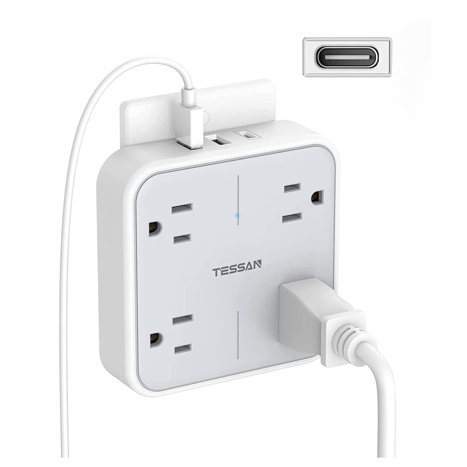 Wall Outlet Extender, TESSAN 4 Multi Plug Outlet Splitter with 1 USB C and 2 USB A Charging Ports, Multiple Plug Extension Block with Surge Protector for Home, Kitchen, Office, Dorm, Gray 🍁 All In One Marketplace Canada