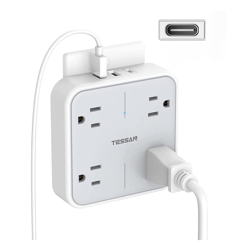 Wall Outlet Extender, TESSAN 4 Multi Plug Outlet Splitter with 1 USB C and 2 USB A Charging Ports, Multiple Plug Extension Block with Surge Protector for Home, Kitchen, Office, Dorm, Gray 🍁 All In One Marketplace Canada