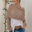 Autumn And Winter Warm Knitted Shawl top Women's Hollowed-out Double Sleeve