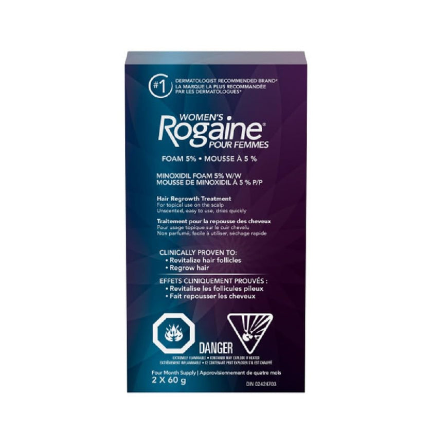 Rogaine Women's Rogaine 5% Minoxidil Foam - Once-a-day Hair Loss & Thinning Treatment, 4 Month Supply, white, 2 Month 🍁 All In One Marketplace Canada