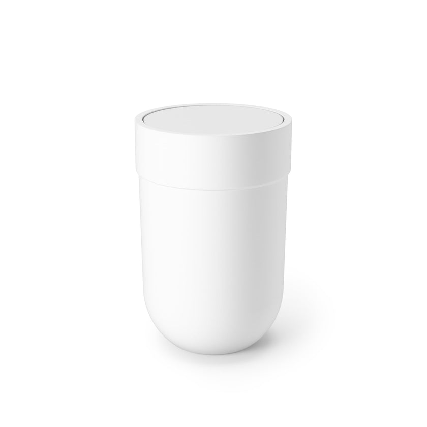 Umbra Touch Trash Can, Small 1.6-Gallon Garbage Bin with Swing Lid, Waste Basket for Bathroom or Office, White 🍁 All In One Marketplace Canada
