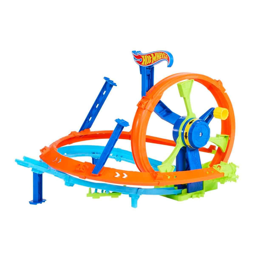 Hot Wheels Toy Car Track Set, Launch and Loop Playset & 1:64 Scale Die-Cast Vehicle, Crash Area on Figure 8 Track with Loop-Kicker Booster 🍁 All In One Marketplace Canada