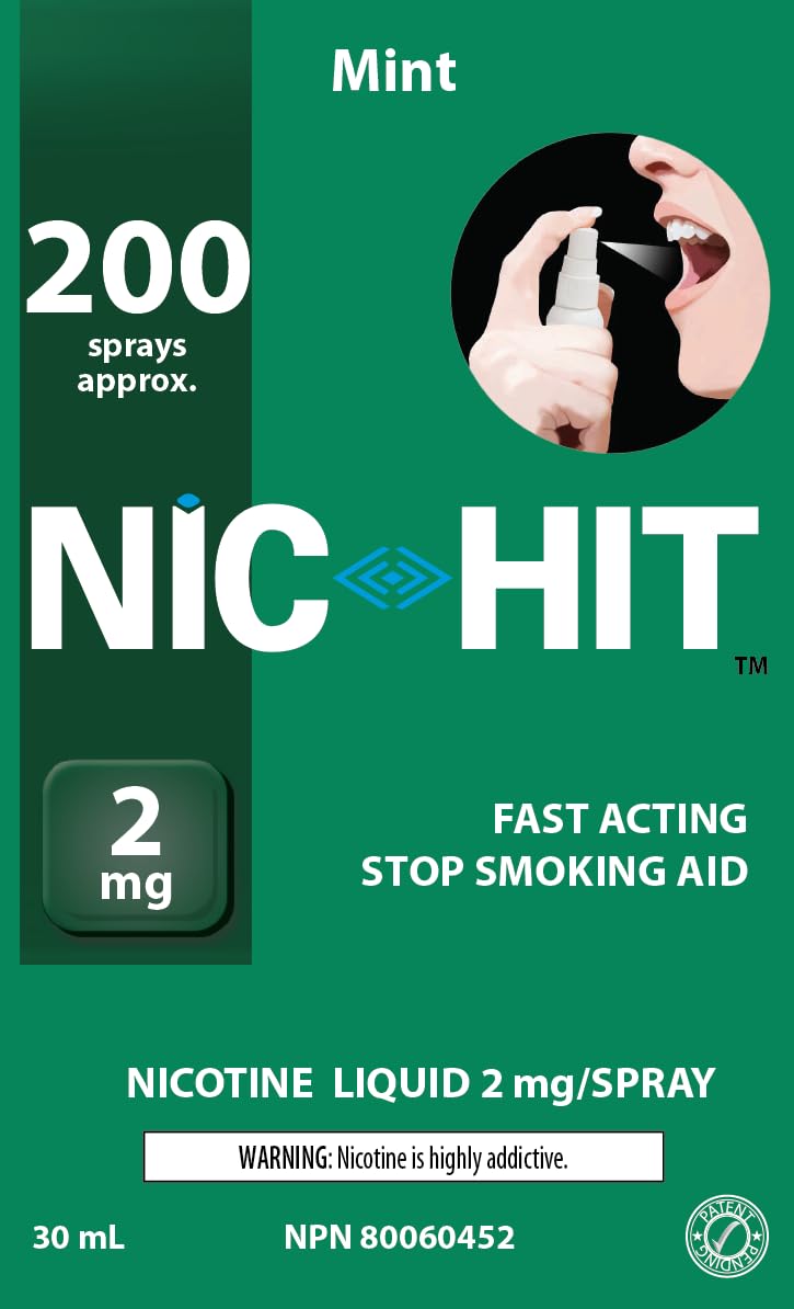 Quit Smoking Aid Nicotine Spray Nic-Hit Mint Flavor 2mg - 200 Sprays 🍁 All In One Marketplace Canada