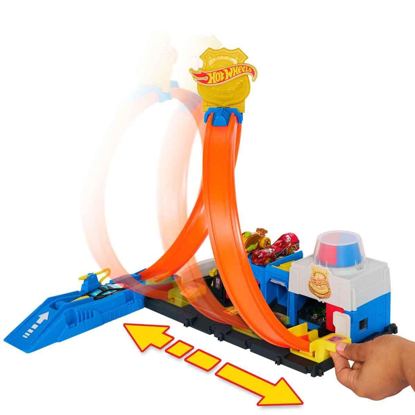 Hot Wheels Toy Car Track Set, Super Police Station Playset with 1:64 Scale Die-Cast Vehicle, Adjustable Loop for Multiple Ways to Race & Stunt 🍁 All In One Marketplace Canada