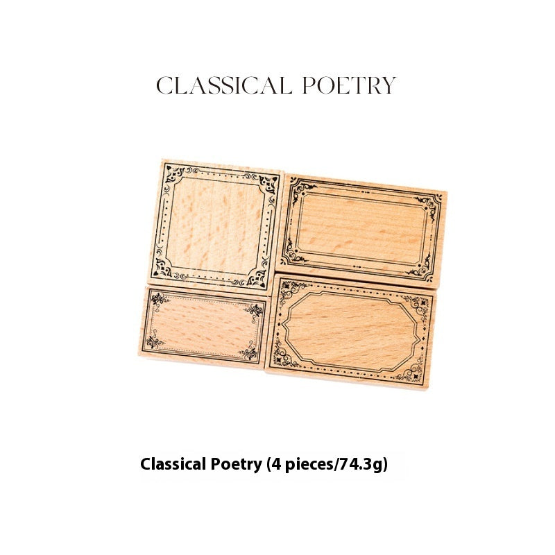 Baroque Fantasia Wooden Seal Set – Decorative Notebook Stamp Paintings (6 Designs)