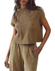 Women Knitted short Sleeve Pullover Tops for women