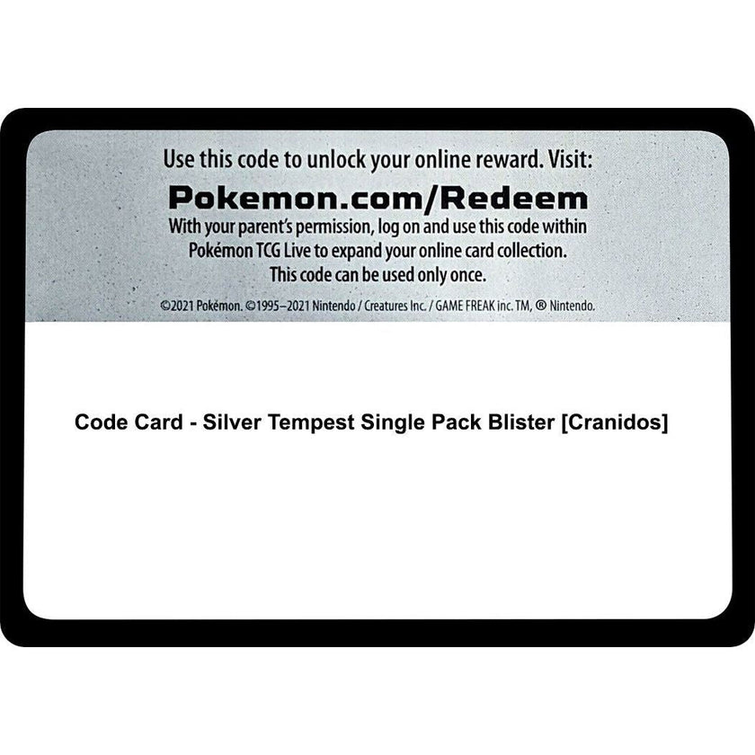 Code Card - Silver Tempest Single Pack Blister [Cranidos] (SWSH12)