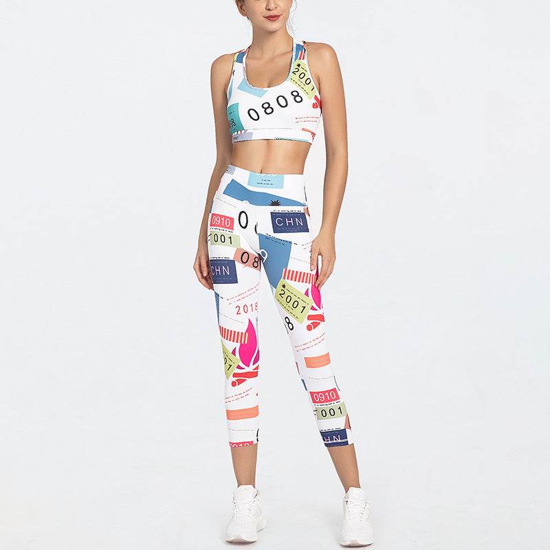 2pcs Women's Printed  fitness Gym Workout Outfit set