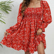 Casual Spring And Summer lantern Sleeve floral Mini Dress