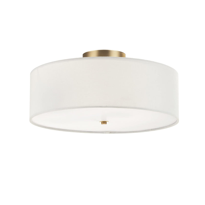 Globe Electric 60998 Kyle 2-Light Flush Mount Ceiling Light, Matte Brass, White Linen Shade 🍁 All In One Marketplace Canada