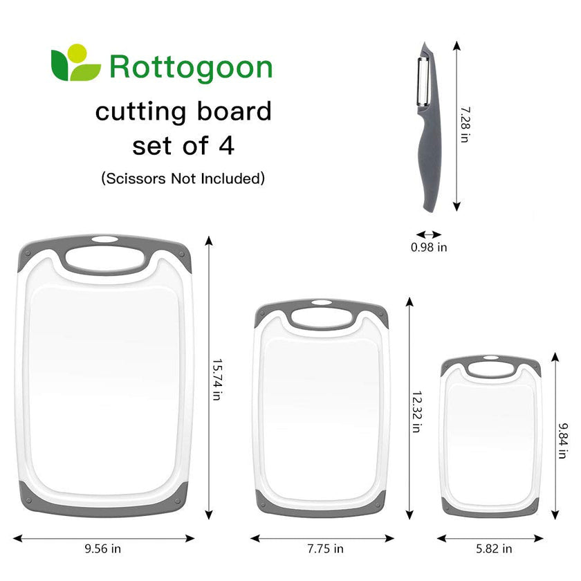 Cutting Boards for Kitchen, Plastic Chopping Board Set of 4 with Non-Slip Feet and Deep Drip Juice Groove, Easy Grip Handle 🍁 All In One Marketplace Canada