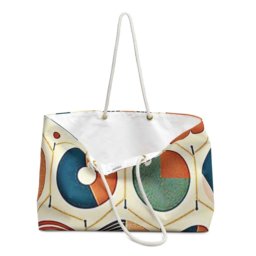 Mid-Century Geometric Circle Weekender Bag | Retro Abstract Tote | Busy Mom Carryall | Baby Essentials Travel | Gift For Mom