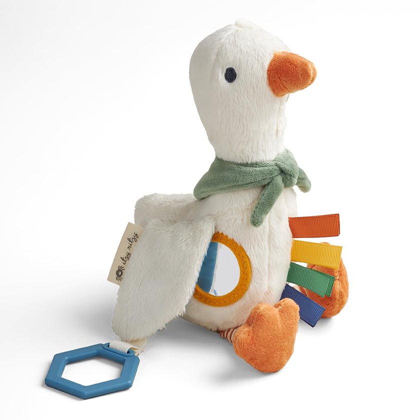 Itzy Ritzy Bitzy Traveler Car Seat & Stroller Toy for Babies – Developmental Sensory Toy Features Crinkle & Rattle Sounds & Multiple Textures – Hanging Travel Buddy for On-the-Go Entertainment (Goose) 🍁 All In One Marketplace Canada