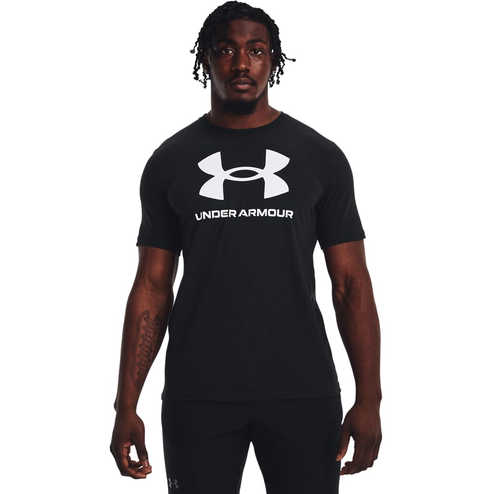 Under Armour Men's Sportstyle Logo Short Sleeve T Shirt, (001) Black / / White, Large 🍁 All In One Marketplace Canada