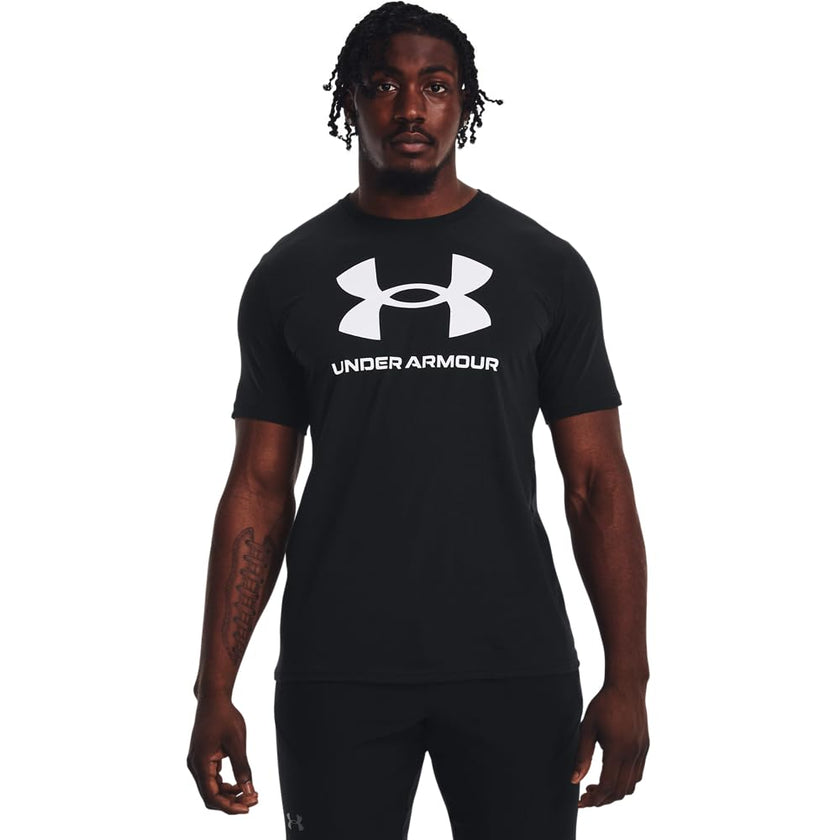 Under Armour Men's Sportstyle Logo Short Sleeve T Shirt, (001) Black / / White, Large 🍁 All In One Marketplace Canada