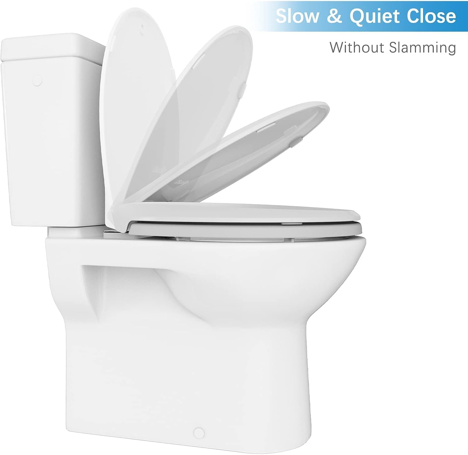 Soft Close Commercial Toilet Seat – 17 Round, Thickened White PP, Quiet Lid, Easy Install & Clean, Never Loosen, Restroom Grade, Fits Most Standard Toilets – Size: 17/19