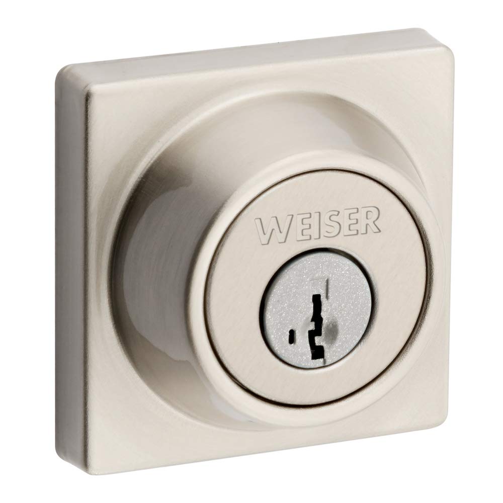 Weiser Elements Satin Nickel Square Deadbolt Lock, ANSI/BHMA Grade 3 Certified Front Door Lock, Kick Proof, Bump Proof & Anti-theft Exterior Door Lock with Key, Traditional Door Locks for Entry Door 🍁 All In One Marketplace Canada