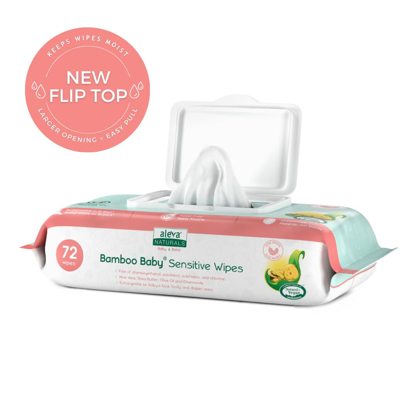 Aleva Naturals Bamboo Baby Sensitive Wipes- Natural and Organic Formula, Hypoallergenic, Biodegradable, Extra Strong and Ultra-Soft, Perfume Free Diaper Wipes - New Eco-Friendly, Sustainable Packaging- 72 Count X 6= 432 Wipes Total