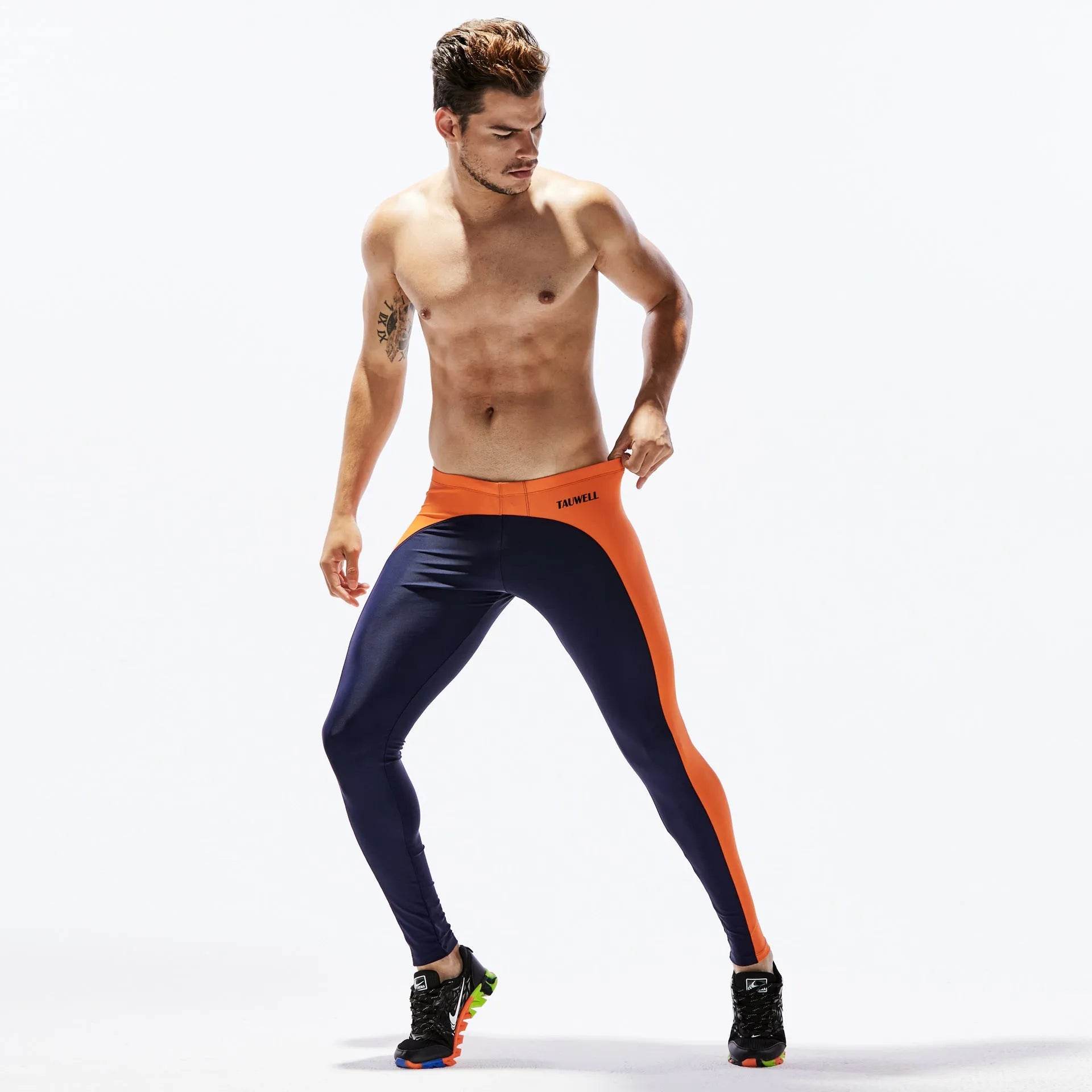 Men's color block Spandex sports yoga pants Long John Pant