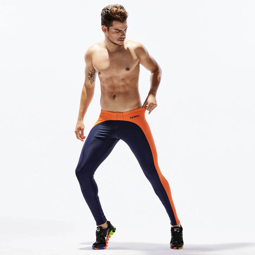 Men's color block Spandex sports yoga pants Long John Pant