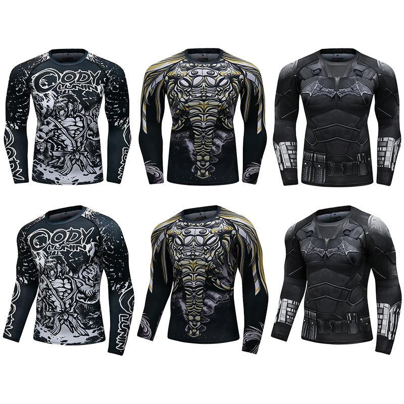 Men's MMA Compression Rash Guard – Long Sleeve BJJ Grappling Training Shirt