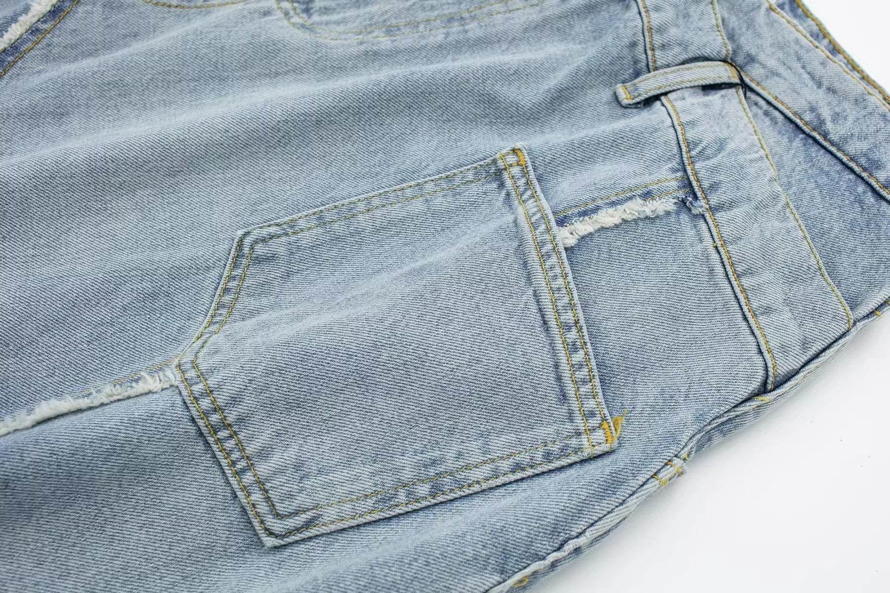 Fashionable Asymmetric High Waist Midi Denim Split Skirt
