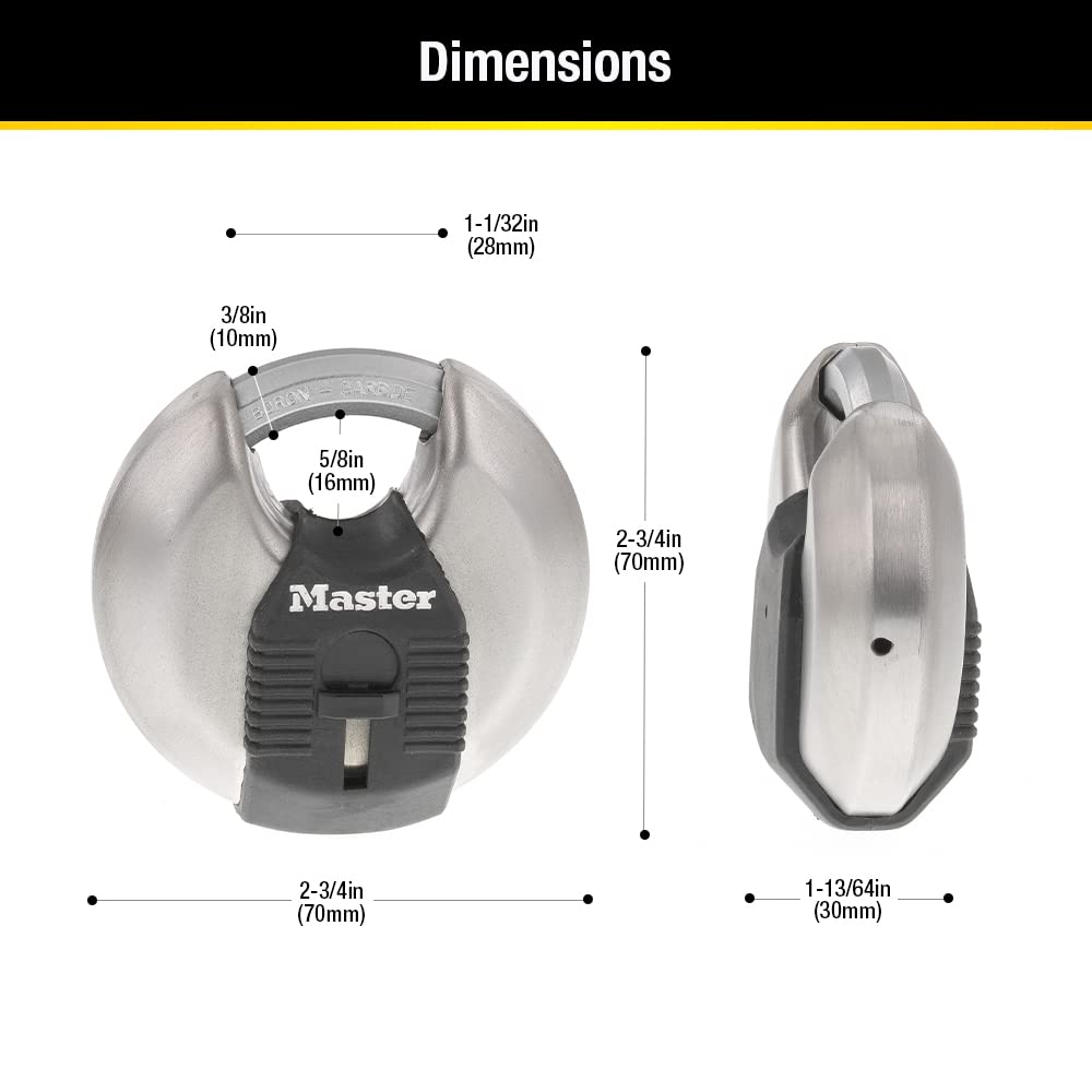 MASTERLOCK 70mm Disc Padlock, 2-3/4