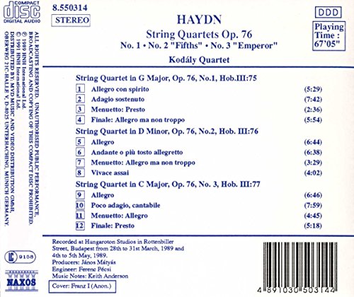 Franz Joseph / Haydn: String Quartets Op.76, Nos.1-3 - Cd (used)
