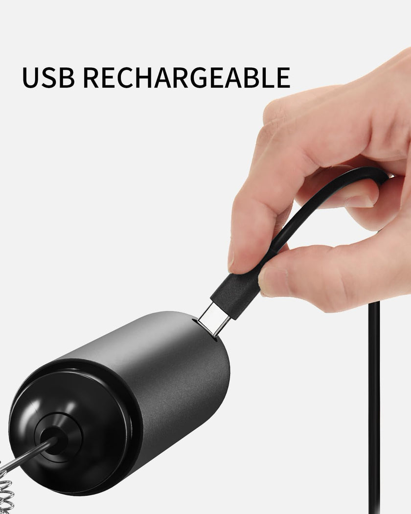CIRCLE JOY Electric Milk Frother Handheld, Rechargeable Coffee Frother with Dual Spring Whisk, Portable Hand Frother Wand Drink Mixer for Coffee, Hot Chocolate, Cappuccino, Frappe, Matcha, Black 🍁 All In One Marketplace Canada