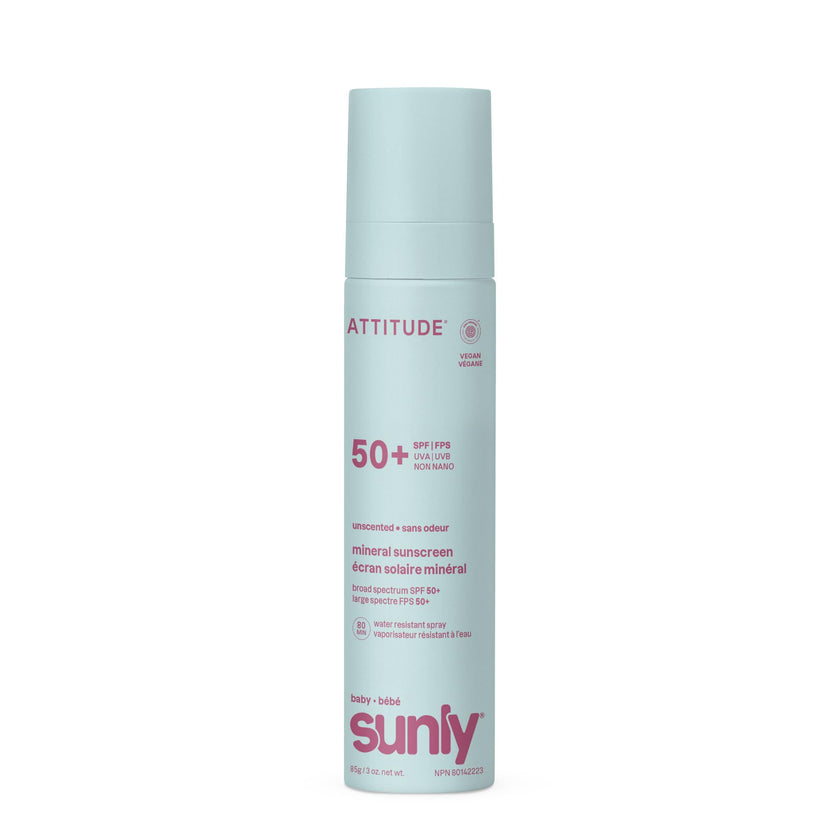 ATTITUDE Baby Mineral Sunscreen Lightweight Lotion SPF 50, Broad Spectrum Zinc Oxide, EWG Verified, Non-Nano, Water-Resistant 80 Minutes, Non-Greasy for Face & Body, Vegan, Unscented, 80 grams 🍁 All In One Marketplace Canada
