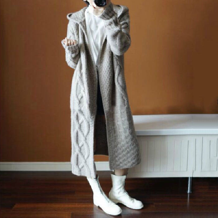 Women's Knit Cardigan Long Coat – OL Style Cotton Blend Canada USA