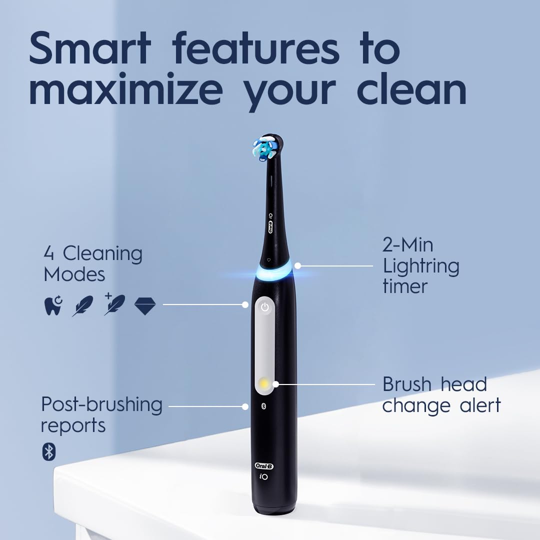 Oral-B iO4 Electric Toothbrush, for a Gentle Clean and Healthier Gums, Black, Rechargeable Electric Toothbrushes, iO Series 4 with 1 Power Toothbrush, 1 Brush Head, and 1 Travel Case 🍁 All In One Marketplace Canada