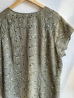 Vintage Sage Blossom Embroidered Top | Size 16