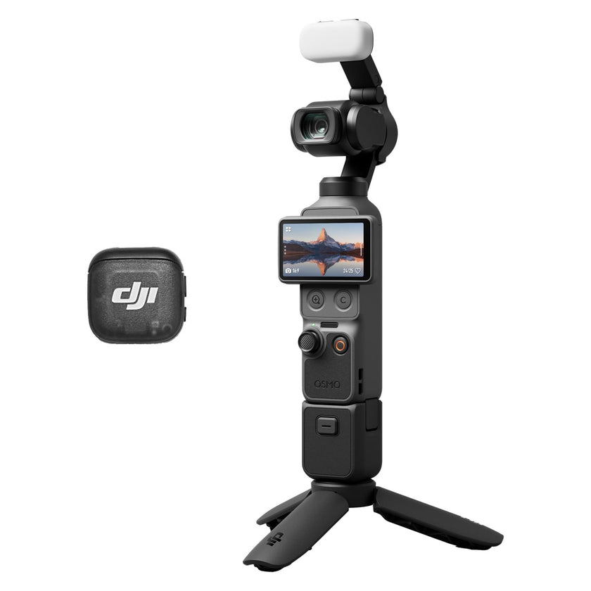 DJI Osmo Pocket 4 Creator Combo, Pocket Gimbal Vlog Camera, 1″ CMOS & 4K/240fps, 3‑Axis Stabilization, 2× Lossless Zoom, 107GB Built-in Storage, Mic 3 Transmitter, Fill Light, Osmo Mini Tripod 🍁 All In One Marketplace Canada