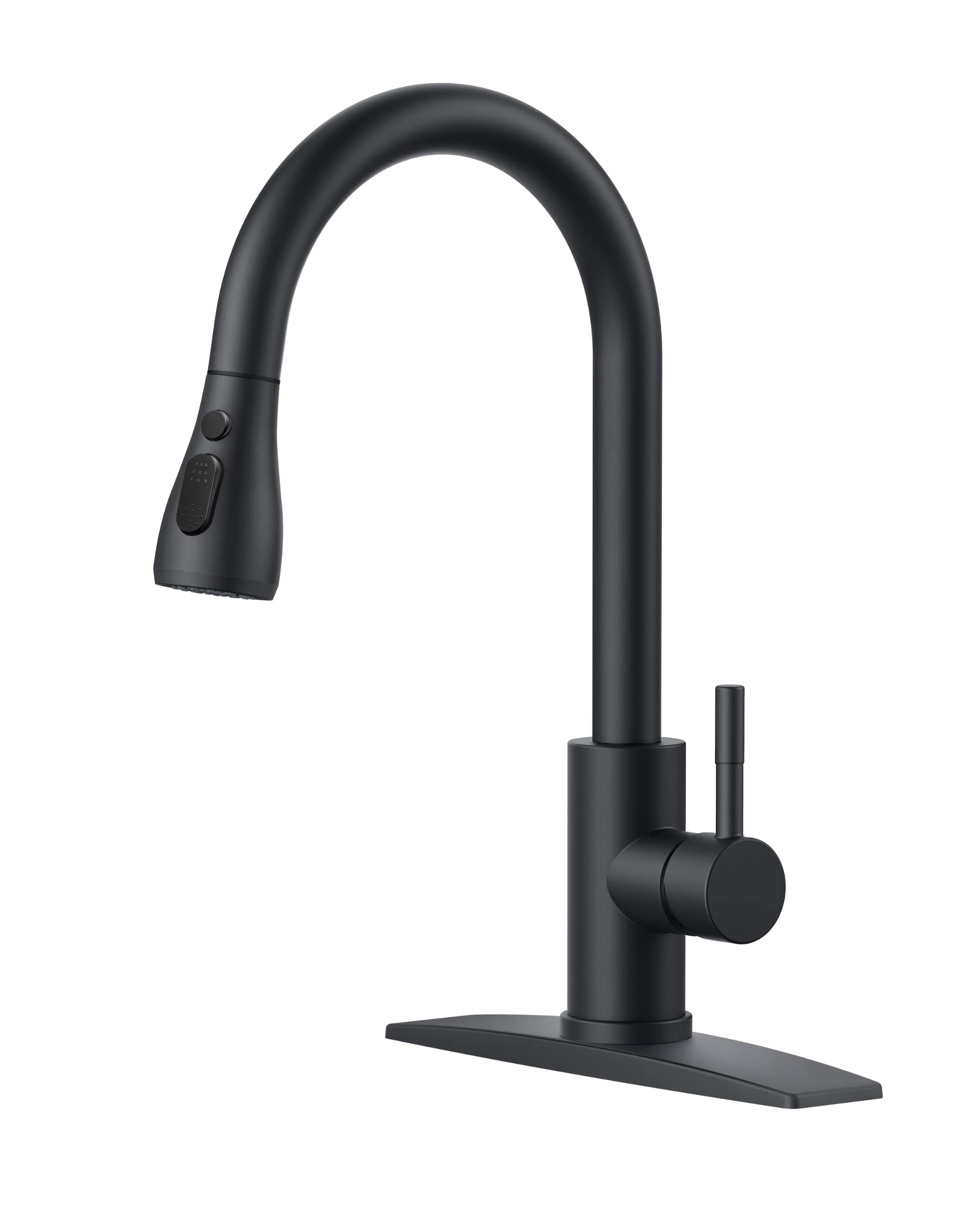 FORIOUS Black Kitchen Faucets with Pull Down Sprayer, Kitchen Sink Faucet with Pull Out Sprayer, Fingerprint Resistant, Single Hole Deck Mount, Single Handle Copper Kitchen Faucet, Matte Black 🍁 All In One Marketplace Canada