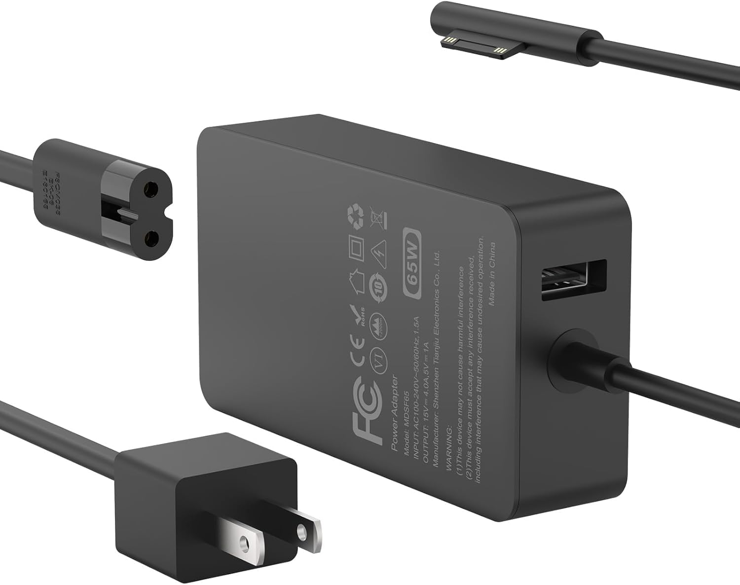 IFEART 65W Laptop Charger Compatible with Surface Pro 11/10/ 9/8/ 7+/ 7/6/ 5/4/ 3/ X, Power Adapter for Surface Laptop 7/6/5/4/3/2/1, Book 3/2/1, Go Tablet, Support 44W, 36W, 10FT 🍁 All In One Marketplace Canada