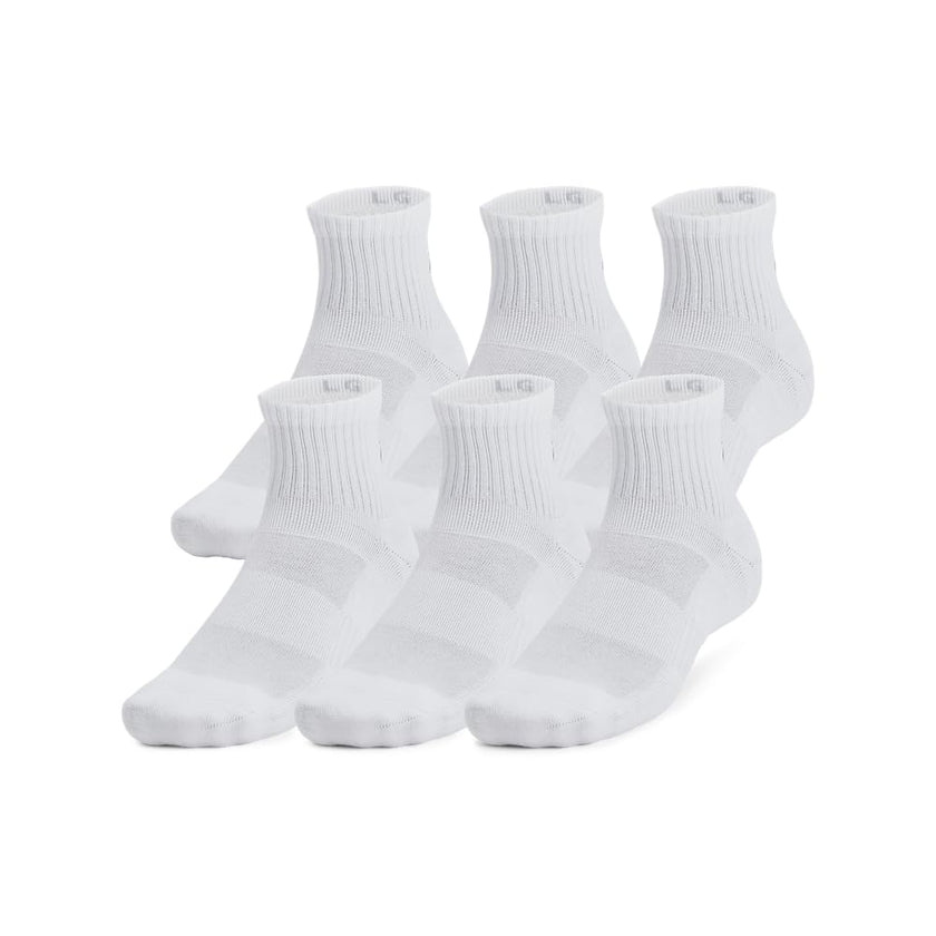 Under Armour Unisex-Adult Training Cotton Quarter Socks 6 Pack , (100) White / White / Black , Large 🍁 All In One Marketplace Canada