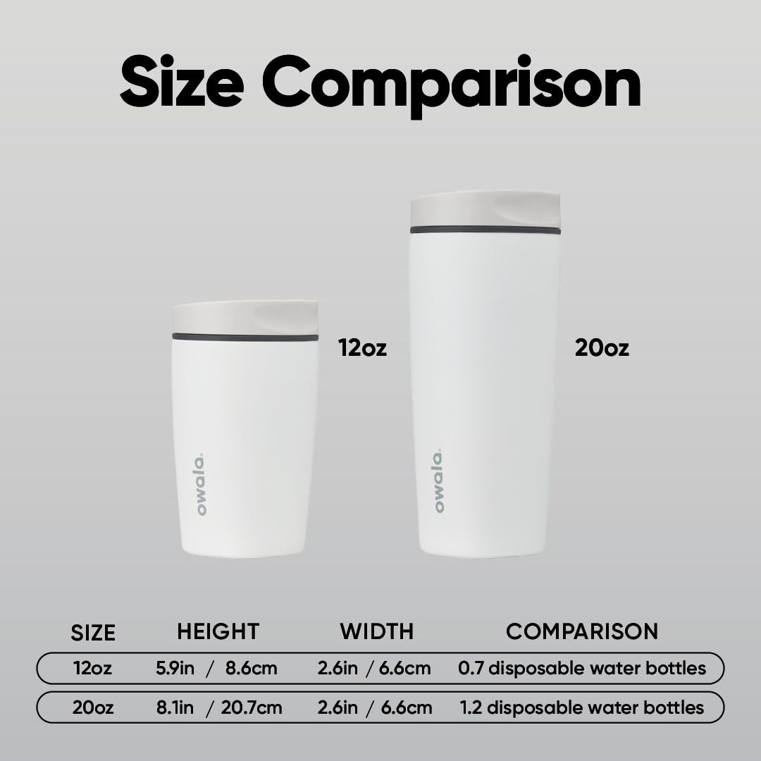 Owala SmoothSip Slider Insulated Stainless Steel Coffee Tumbler, Reusable Iced Coffee Cup, Hot Coffee Travel Mug, BPA Free 12 oz, Sugar High 🍁 All In One Marketplace Canada