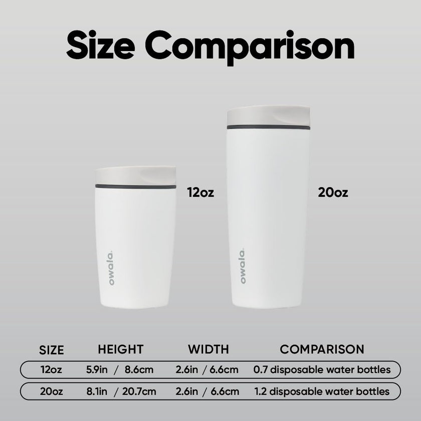 Owala SmoothSip Slider Insulated Stainless Steel Coffee Tumbler, Reusable Iced Coffee Cup, Hot Coffee Travel Mug, BPA Free 20 oz, Sugar High 🍁 All In One Marketplace Canada