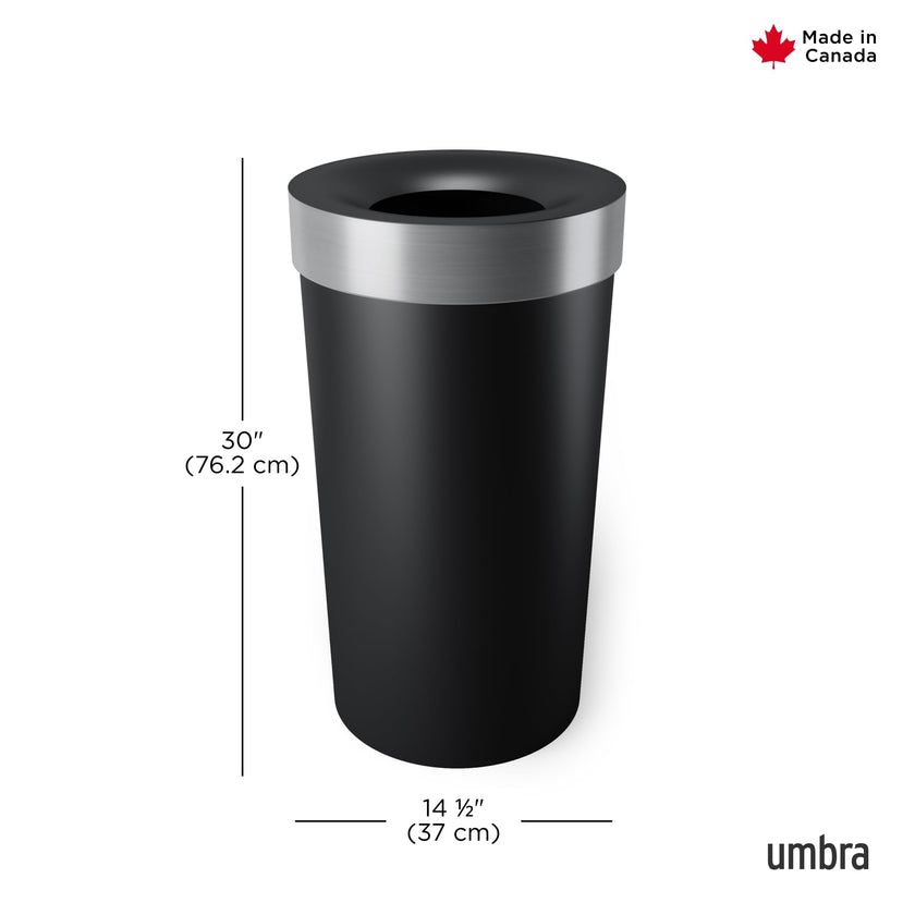 Umbra Vento Kitchen Trash Can – Large 16 Gal (62 L) Open Top Garbage Can for Home & Office – Modern Clean Design, Black/Nickel 🍁 All In One Marketplace Canada