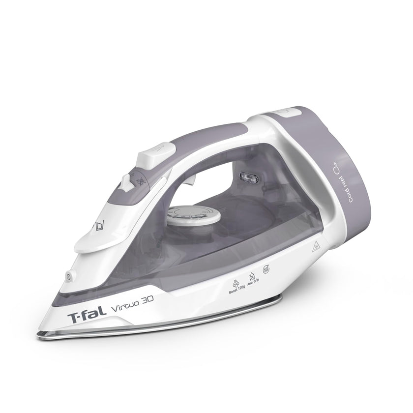 T-Fal Virtuo Steam Iron for Clothes with Retractable Cord, Portable Iron and Steamer for Clothes, Ceramic Nonstick Soleplate, 1500 Watts, Anti-Drip, Auto-Off, Scratch Resistant, Grey 🍁 All In One Marketplace Canada