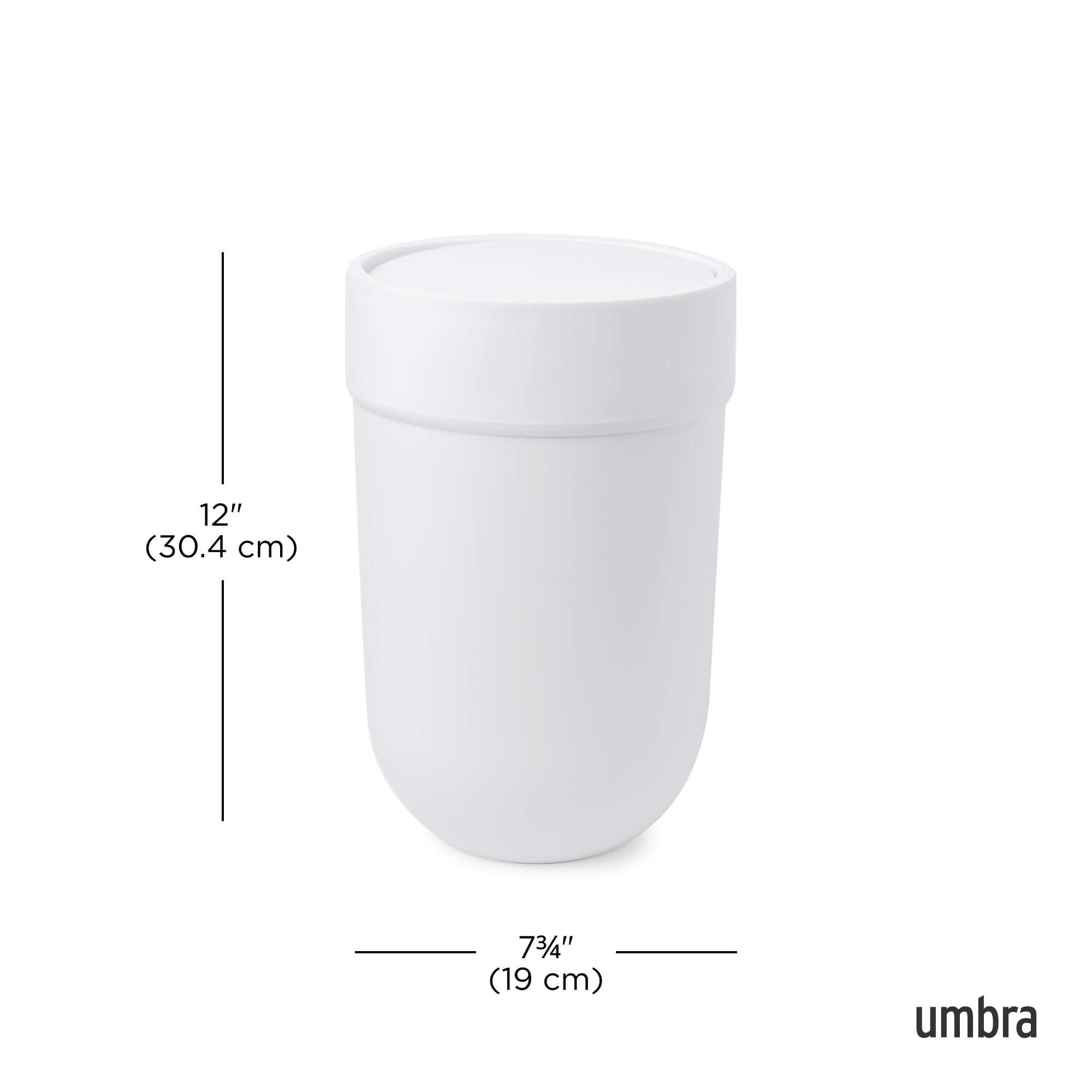 Umbra Touch Trash Can, Small 1.6-Gallon Garbage Bin with Swing Lid, Waste Basket for Bathroom or Office, White 🍁 All In One Marketplace Canada