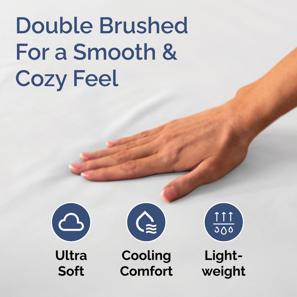 Full Size Fitted Bed Sheet - Hotel Luxury Single Fitted Sheet Only - Fits Mattress Up To 16 - Extra Soft, Wrinkle Free, Breathable & Cooling - Bottom Fitted Sheet - White Single Fitted Sheet Only 🍁 All In One Marketplace Canada