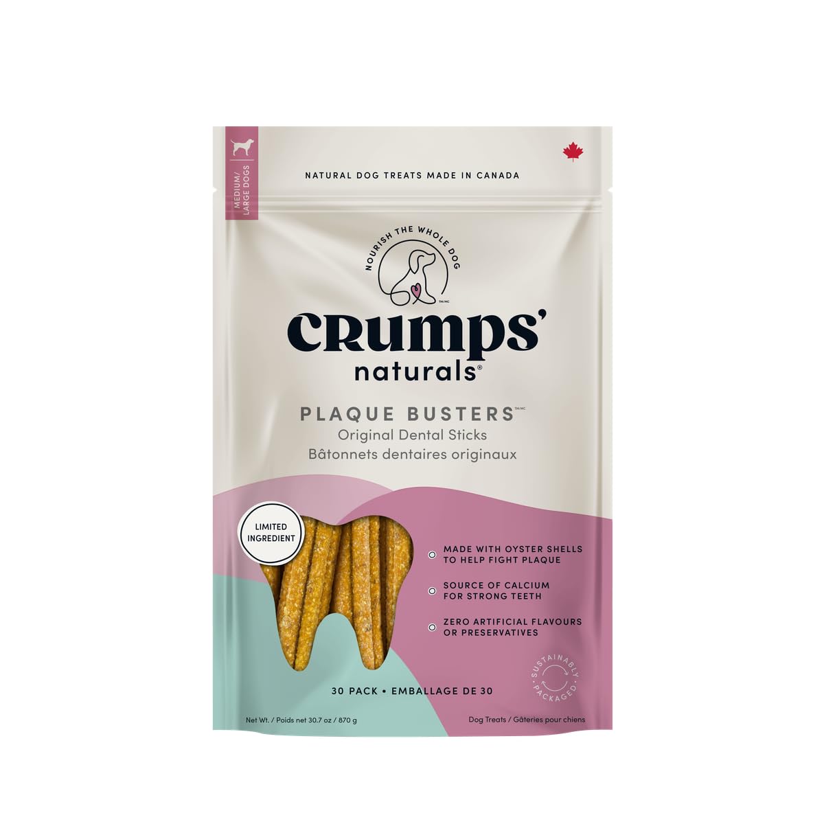 Crumps' Naturals, Plaque Busters, 870 g, Dog Treats 🍁 All In One Marketplace Canada