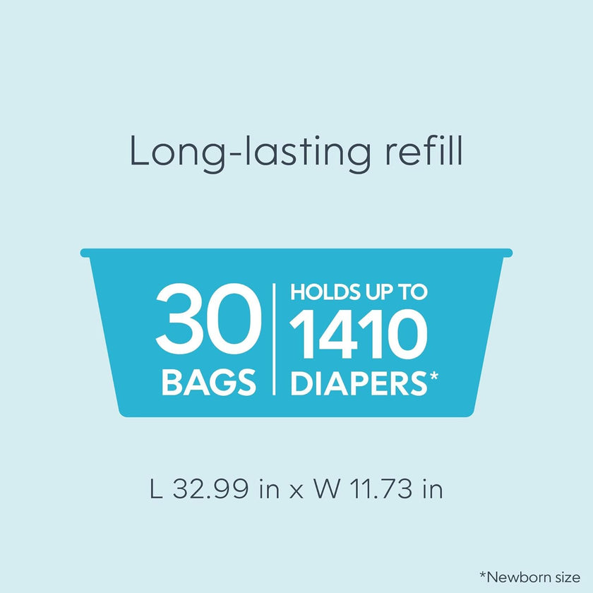 Diaper Genie Easy Roll Refill with 30 Bags - Refill for Diaper Genie Signature, Platinum, Essence Pails - Holds up to 1,410 Newborn Diapers, Blue, 1-Pack 🍁 All In One Marketplace Canada